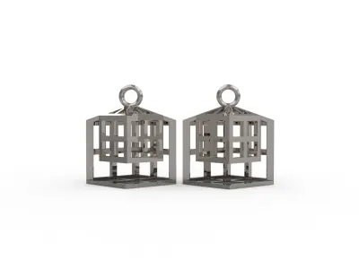 Fashion Earring Cubik House Shaped Earrings  3D print model
