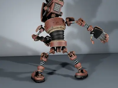 Robot Steampunk PBR Low-poly 3D model