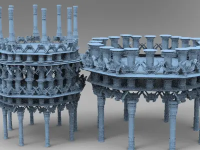Celtic Tower pillars 2 designs 3D model