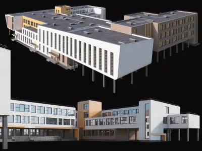Modern school building 3D model
