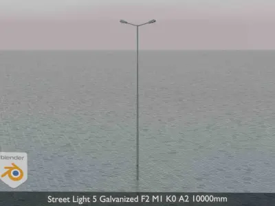 Street Light 5 Galvanized F2 M1 K0 A2 10000mm Low-poly 3D model