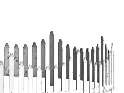 Circular wooden fence set Low-poly 3D model