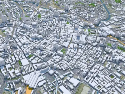 Manchester Downtown United Kingdom Low-poly 3D model