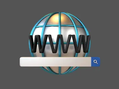 WWW Icon with Search Bar v1 004 Low-poly 3D model