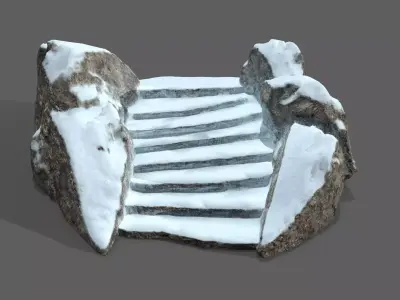 Snowy Rock Stair Low-poly 3D model