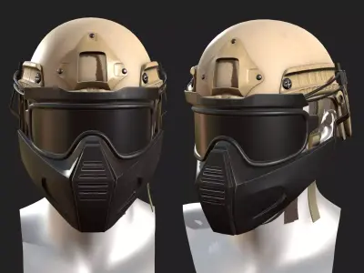 Helmet military combat armor soldier  Low-poly 3D model