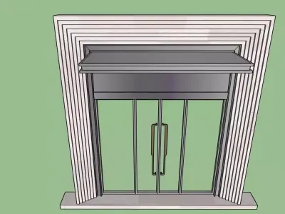 Modern Entrance Door with Pillars  3D Model 3D model