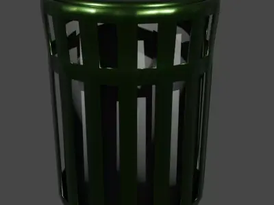 Metallic Trash Can 3D model