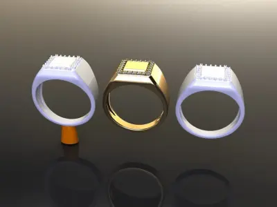 Square Signet Ring Rounded Shank Mix Sizes 3D print model