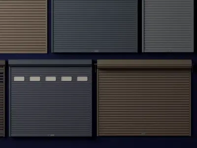 Modern Roller Shutter Security Door Pack PBR Game Ready Low-poly 3D model