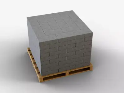 Wooden Pallet with Bricks 5 3D model