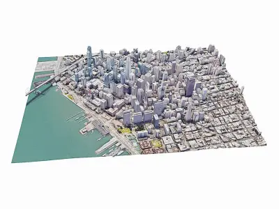 San Francisco city-skyline Low-poly 3D model