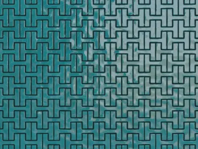 Turquoise Glossy Scallop Fish Scale Ceramic Tiles PBR Seamles Texture