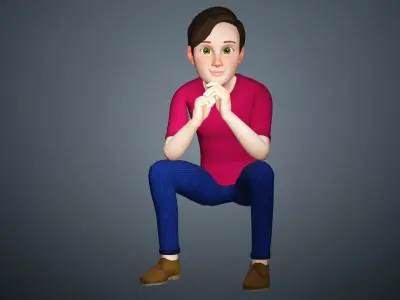 Cartoon Man Rigged Character - Father Uncle Boss Male 3D model