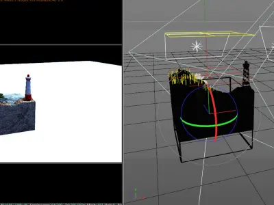 Sea Ocean Lighthouse tree scifi cube bay beach island C4D OC 3D model