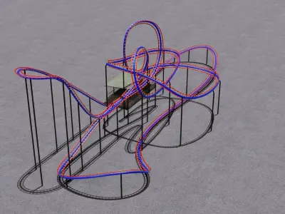 Roller coaster 3D model Low-poly 3D model