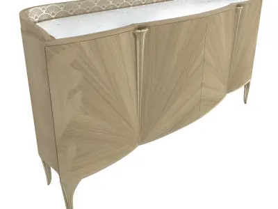 Caracole Modern Gray Wood Lillian Sideboard and mirror 3D model