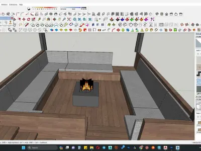 Outdoor sitting along with pargola 3D model