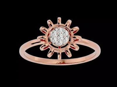 Light Minimalist Diamond Ring Earrings Pendant Set 3D print model