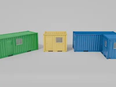 Modified Shipping Containers Room Trio Collection 3D Model Pack