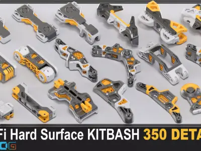 Sci-Fi Hard Surface Kitbash 350 DETAILS 3D model
