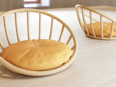 Tanpopo rattan chair with cushion Free 3D model