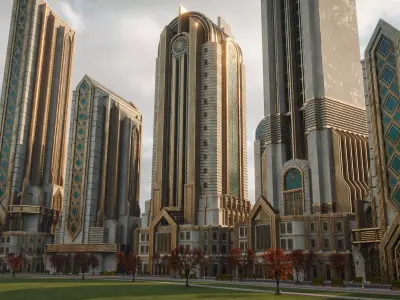 FANTASY ART DECO ARCHITECTURE CLASSIC 04 Low-poly 3D model