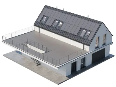 Modern house 25 at night 3D model