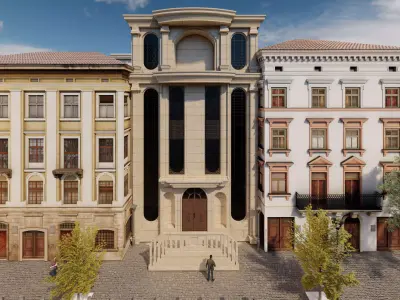 Classic stone facade-Building Classic Facade Element 3D model 6