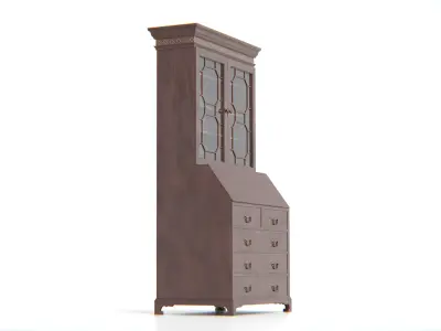Antique Secretary Hutch Cabinet Low-poly 3D model