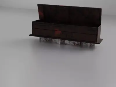 Bloody Crate on Cinder Blocks Game Ready Model Low-poly 3D model