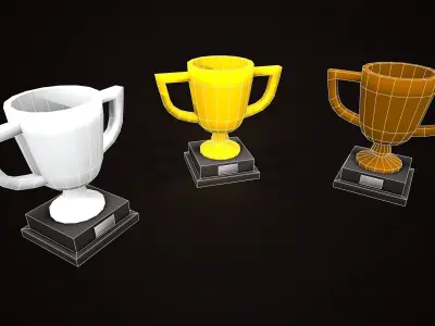 TROPHY CARTOON CUP GOLD SILVER BRONZE Low-poly 3D model