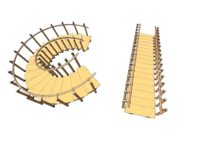 Wood Stairs 2 3D model