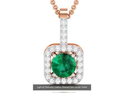 19 Gemstone Light wt Diamond Charms Pendant 3dm render Detail  3D Model Pack