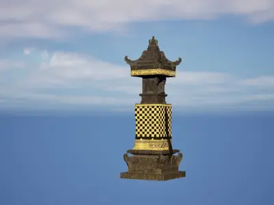 Penunggun Karang Balinese Guardian Statue 3D model