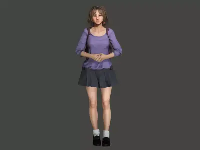 AAA REALISTIC FEMALE 3D CHARACTER BLONDE TEENAGE STUDENT Low-poly 3D model