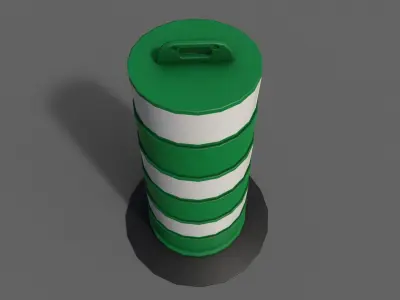 PBR Traffic Drum Barrel Green Low-poly 3D model