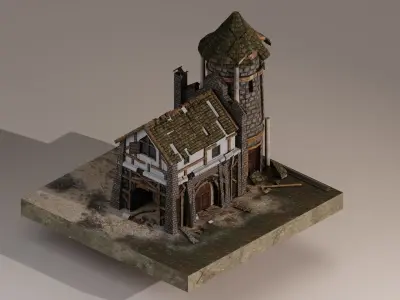  Medieval Warehouse Low-poly 3D model