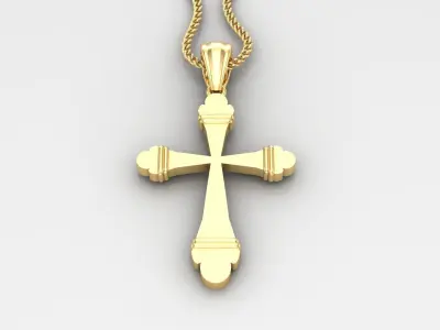 Light Gold 18K Cross Pendant 2CP073 3D print model