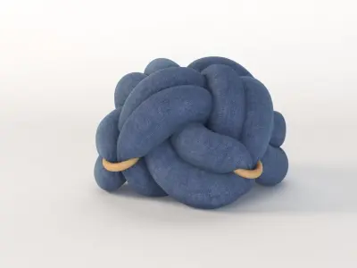 Upholstered Light Denim Knot Floor Cushion Pouf Stool 3D model