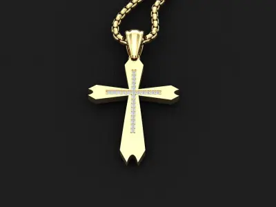 High Cross Pendant Light Gold 18K 3CP022 3D print model