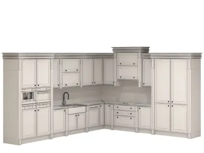 kitchen with cabinets and counter tops Free 3D model