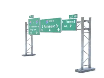 Highway Sign 04 Low-poly 3D model