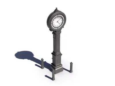 Vintage Street Clock Low-poly 3D model
