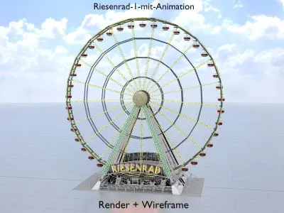 Ferris wheel version 1 with animation Low-poly 3D model