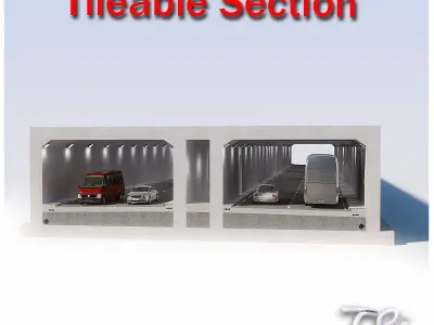 D TYPE DOUBLE TUNNEL SECTION 3D model