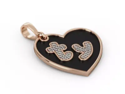 Thank you Diamond  Heart Pendant 3D print model