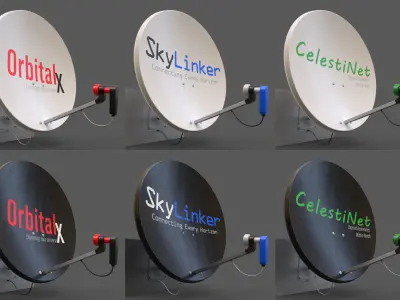 Satellite Dish with 10 texture variations Low-poly 3D model