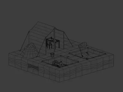 Archaeological site Low-poly 3D model