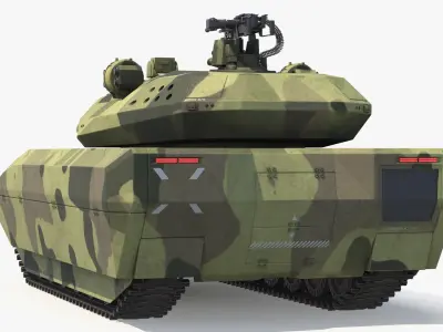 Armored Stealth Tank with Dual Armament Camouflage Green 3D model
